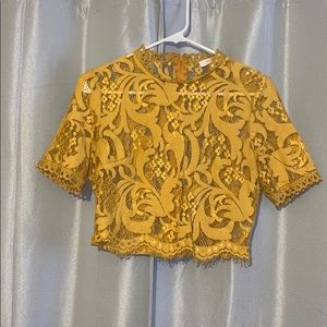 Yellow Laced Crop Top